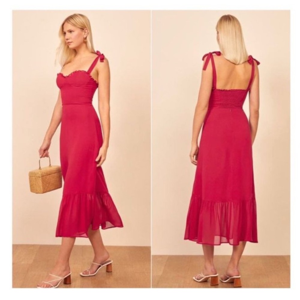 Reformation Nikita Dress - Red Maxi with Side Slit
